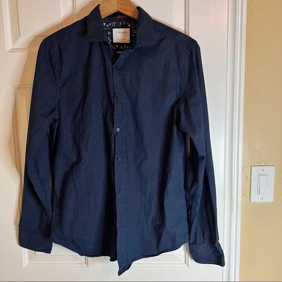 Denim & Flower Ricky‎ Singh Button Down Navy Top, Size Medium. - Picture 1 of 5
